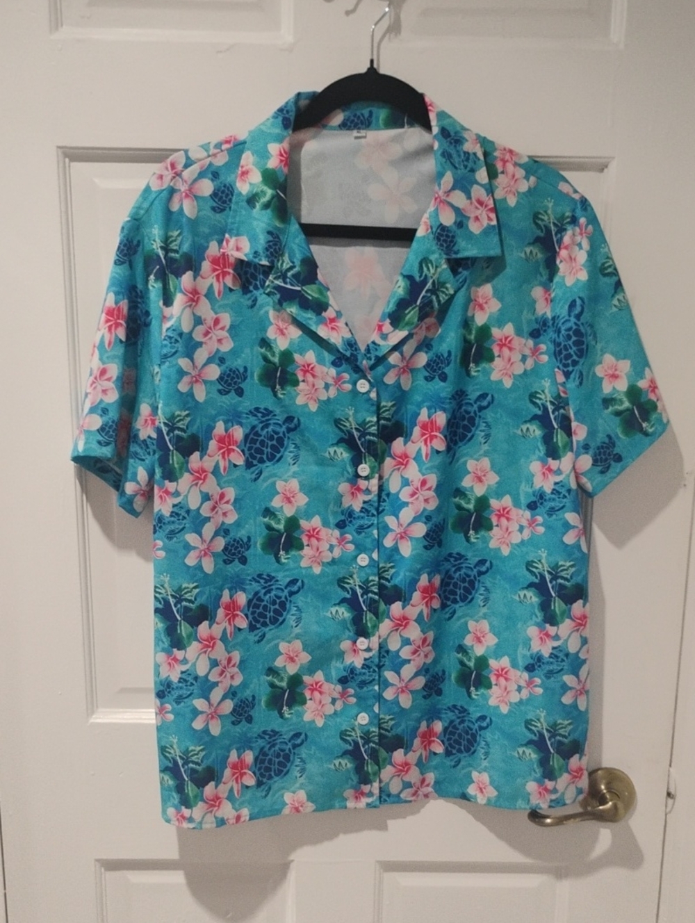 Tropical Blue Floral Button-Up Shirt
